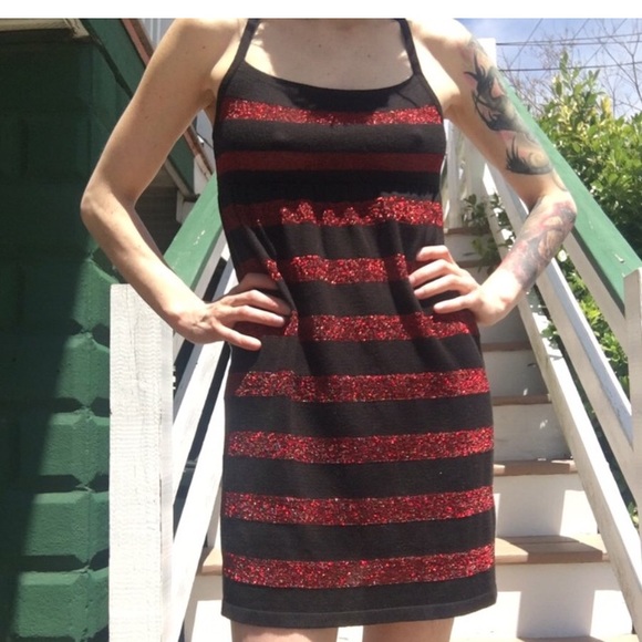 H&M red sparkle dress with empire waist - Picture 1 of 4